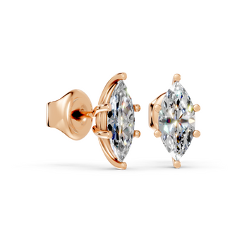 marquise studs front and angled in rose gold