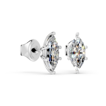 marquise studs front and angled in white gold