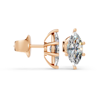 marquise studs front and side in rose gold