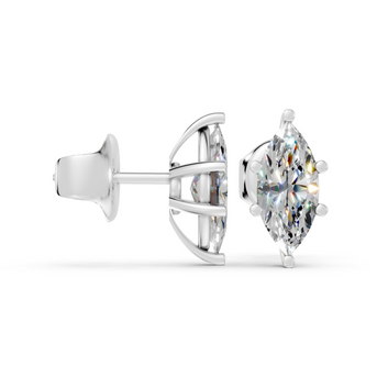 marquise studs front and side in white gold