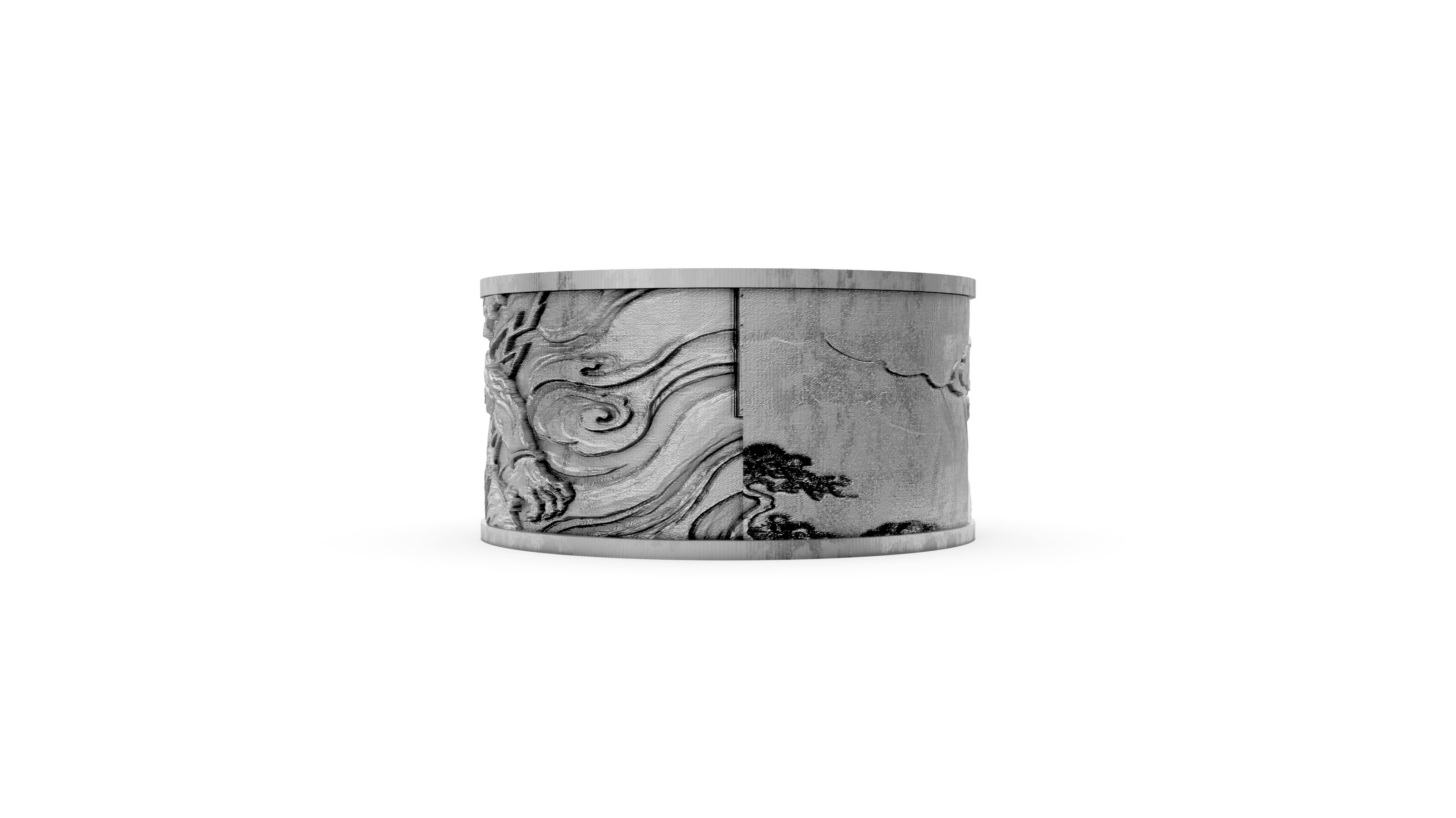 Marble-patterned cylindrical container on a white background