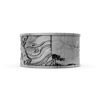 Marble-patterned cylindrical container on a white background