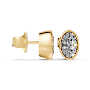 oval bezel stud gold side