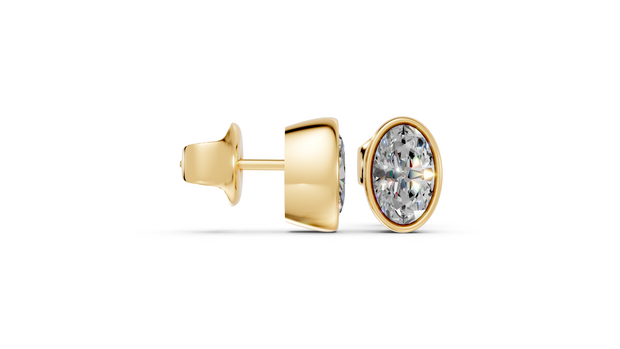 oval bezel stud gold side