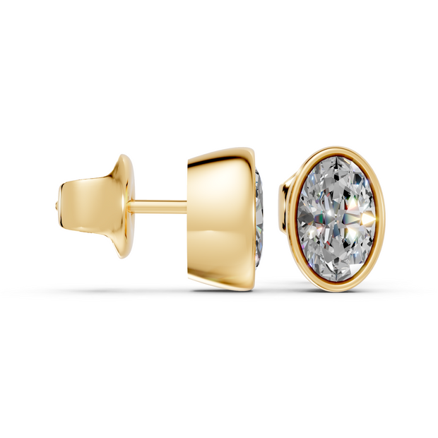 oval bezel stud gold side