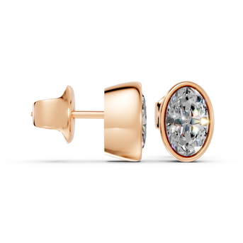 oval bezel stud rose gold side