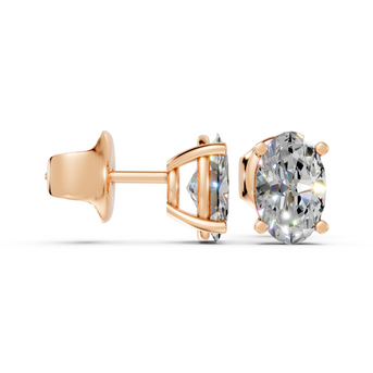 oval studs front and angled in rose gold