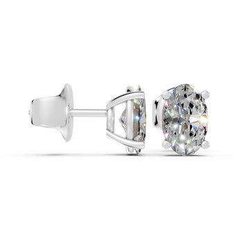oval studs front and angled in white gold