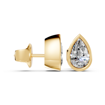 pear bezel stud gold side