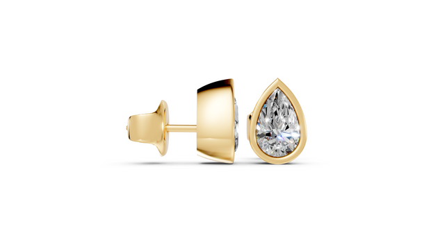 pear bezel stud gold side