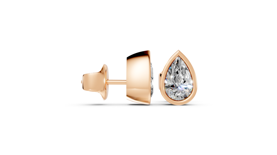 pear bezel stud rose gold side