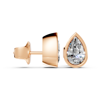 pear bezel stud rose gold side