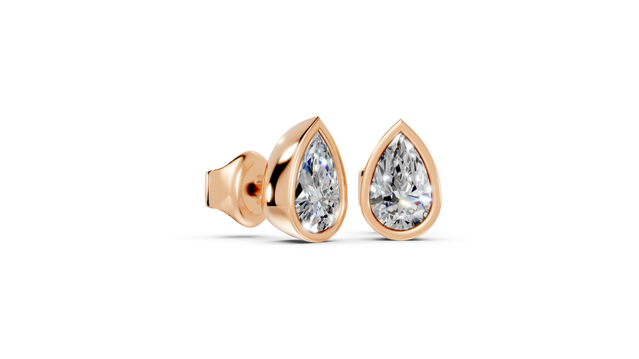 pear bezel stud rose gold side