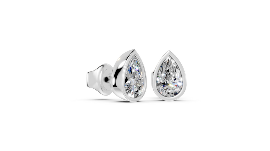 pear bezel stud white gold side