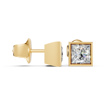 princess bezel studs gold side
