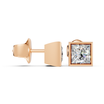 princess bezel studs rose gold side 