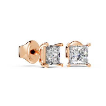 princess studs front and side in rose gold