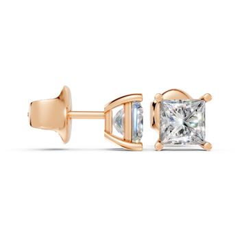 princess studs front and side in rose gold