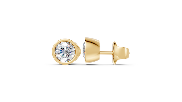 round bezel studs gold