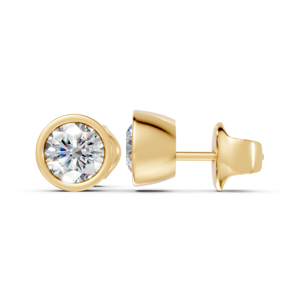 round bezel studs gold