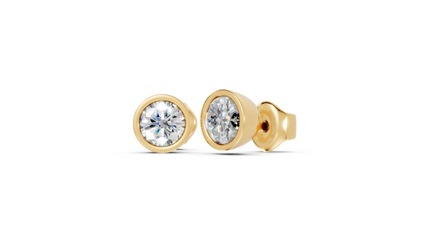 round bezel studs gold side