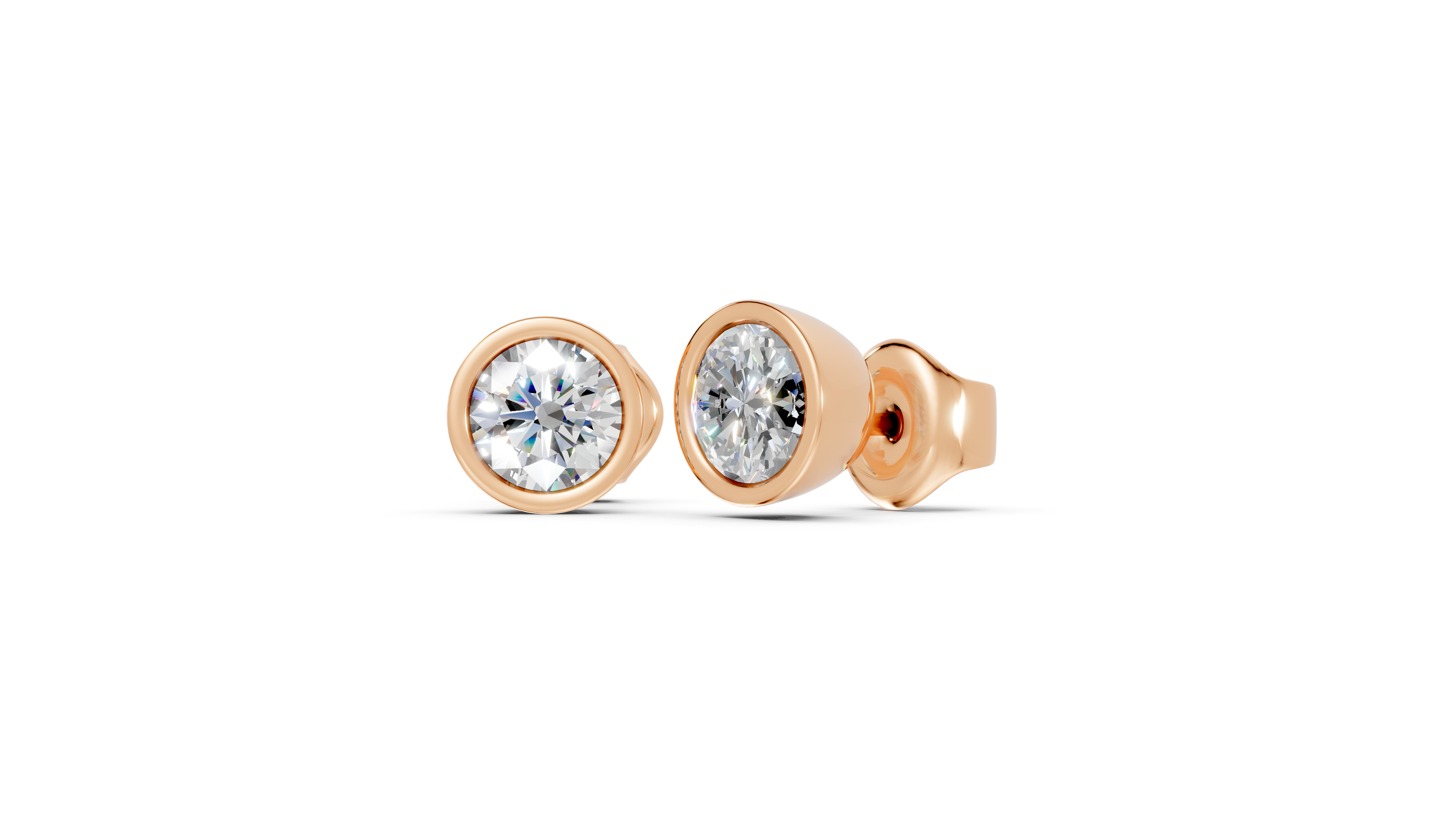 round bezel studs rose gold side
