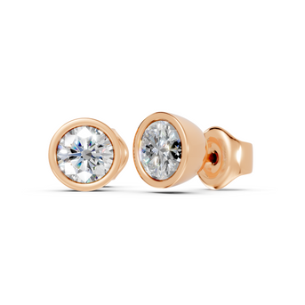 round bezel studs rose gold side