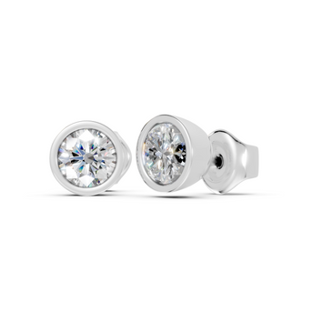 round bezel studs white gold side