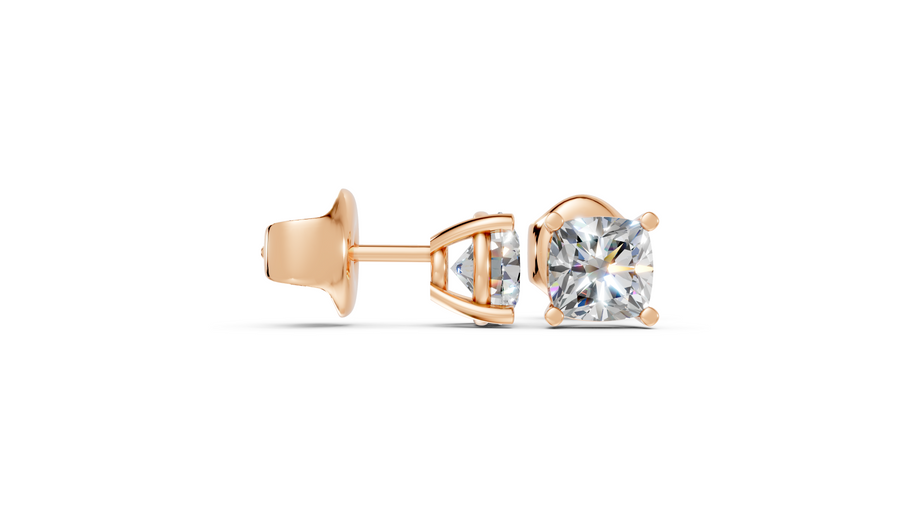 Cushion Basket Studs - Moissanite