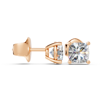 Cushion Basket Studs - Moissanite
