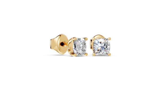 Cushion Basket Studs - Moissanite