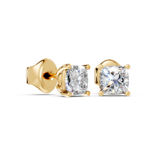Cushion Basket Studs - Moissanite
