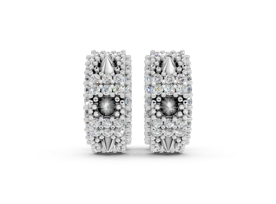 Pair of diamond earrings on a white background