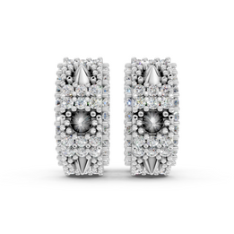 Pair of diamond earrings on a white background