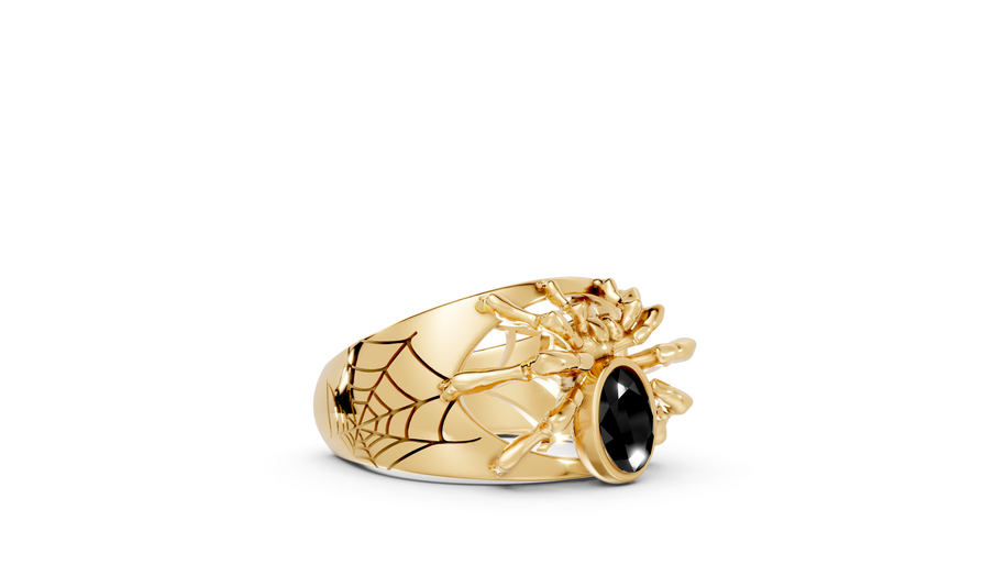 Tarantula in Black - 10K Yellow Gold - Pocket Rock Jewelry