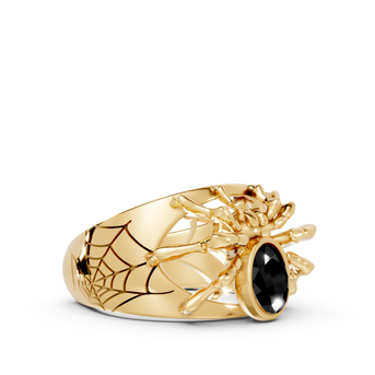 Tarantula in Black - 10K Yellow Gold - Pocket Rock Jewelry