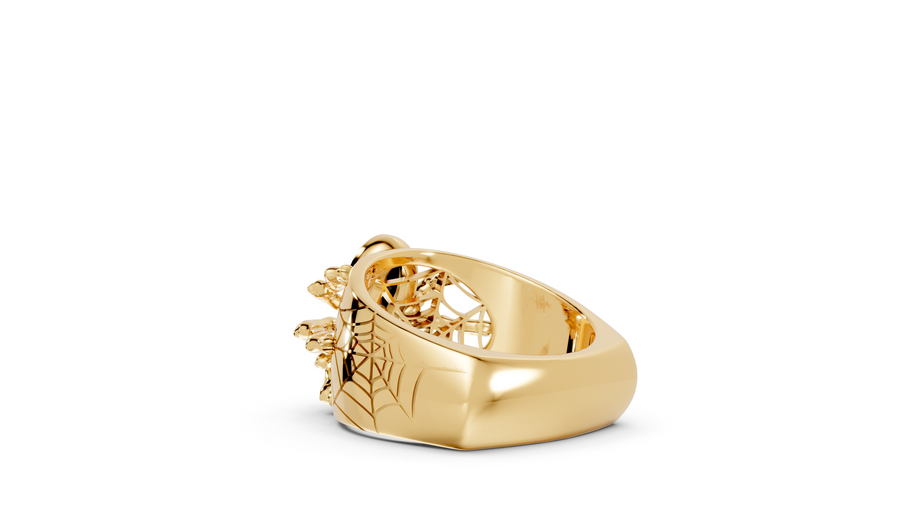 Tarantula in Black - 10K Yellow Gold - Pocket Rock Jewelry