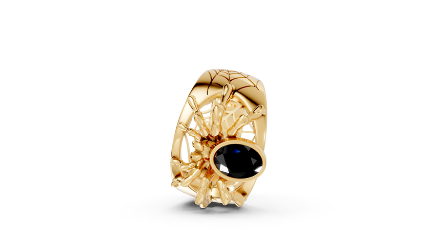 Tarantula in Black - 10K Yellow Gold - Pocket Rock Jewelry
