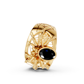Tarantula in Black - 10K Yellow Gold - Pocket Rock Jewelry