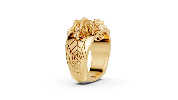 Tarantula in Black - 10K Yellow Gold - Pocket Rock Jewelry