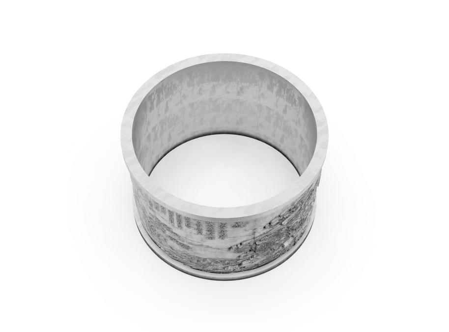 Silver metallic ring on a white background
