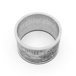 Silver metallic ring on a white background