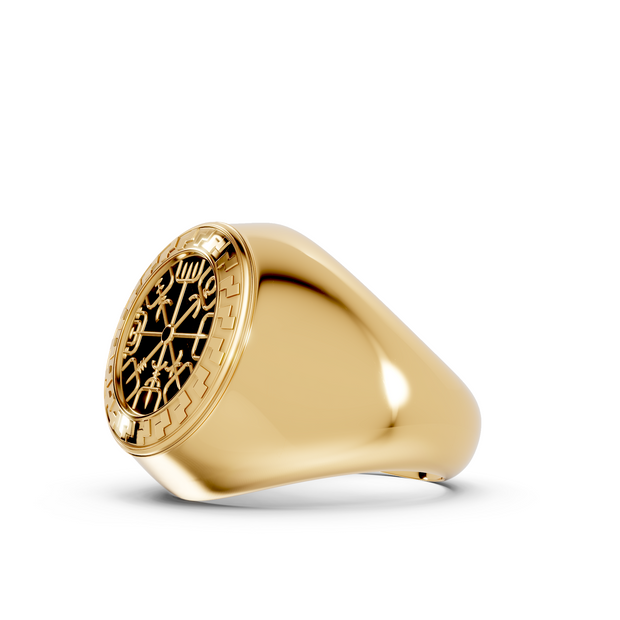 Vegvísir - 10K Yellow Gold - Pocket Rock Jewelry