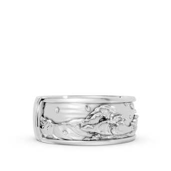 wave moon band in silver big wave