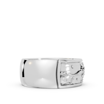 wave moon band in silver left facing