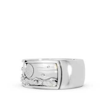 wave moon band in silver right facing