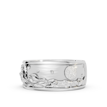 wave moon band in silver with moon showing