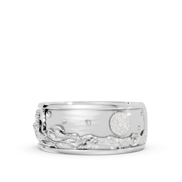 wave moon band in silver with moon showing