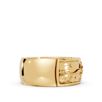 Waves with Moon Band - 14K Yellow Gold - Pocket Rock Jewelry