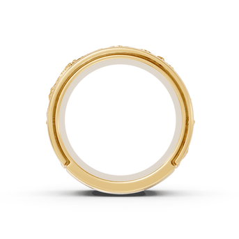 Waves with Moon Band - 14K Yellow Gold - Pocket Rock Jewelry
